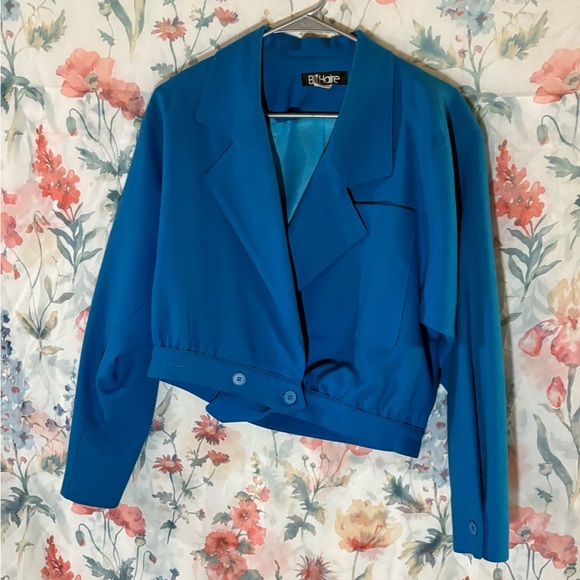 Vintage Bill Haire Vibrant Blue Women's Cropped Blazer - Picture 2 of 11